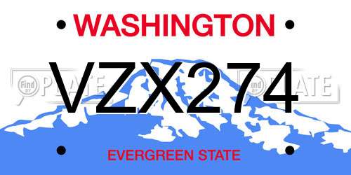 VZX274 Washington License Plate