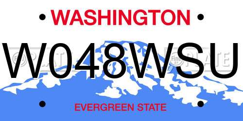 W048WSU Washington License Plate