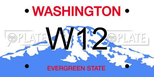W12 Washington License Plate