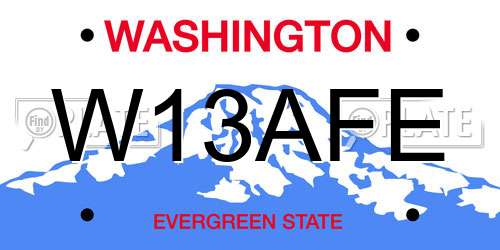 W13AFE Washington License Plate