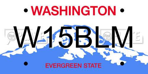 W15BLM Washington License Plate
