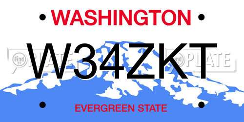 W34ZKT Washington License Plate