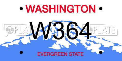 W364 Washington License Plate
