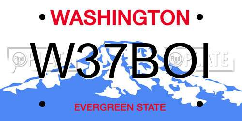 W37BOI Washington License Plate
