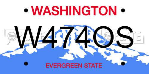 W474OS Washington License Plate