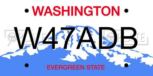 W47ADB Washington License Plate