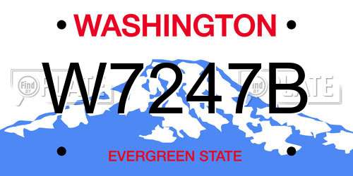 W7247B Washington License Plate