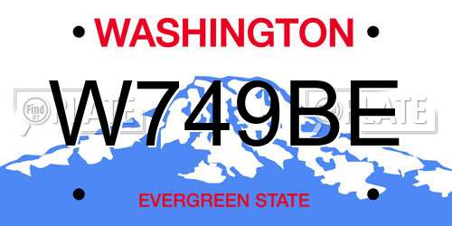 W749BE Washington License Plate