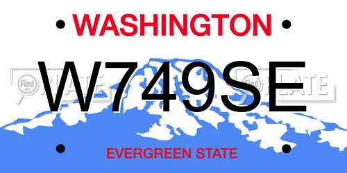 W749SE Washington License Plate