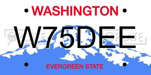 W75DEE Washington License Plate