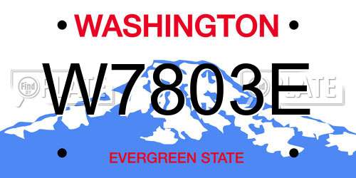 W7803E Washington License Plate