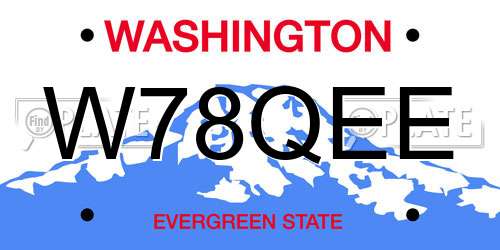 W78QEE Washington License Plate