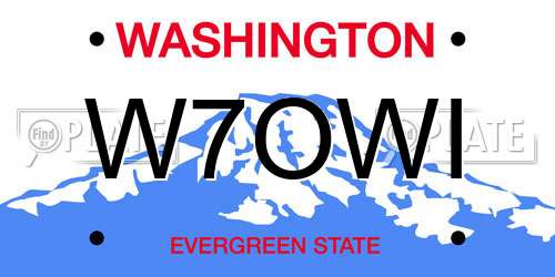 W7OWI Washington License Plate