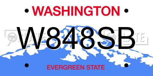 W848SB Washington License Plate