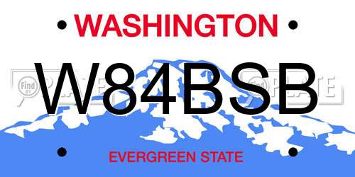 W84BSB Washington License Plate
