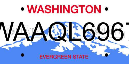 WAAQL6967 Washington License Plate