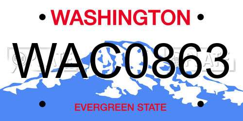 WAC0863 Washington License Plate