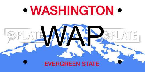 WAP Washington License Plate