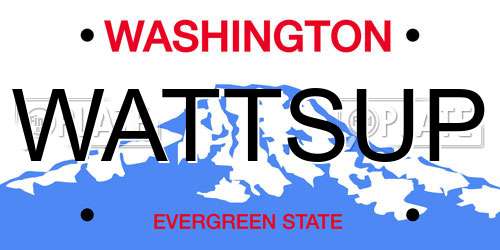 WATTSUP Washington License Plate