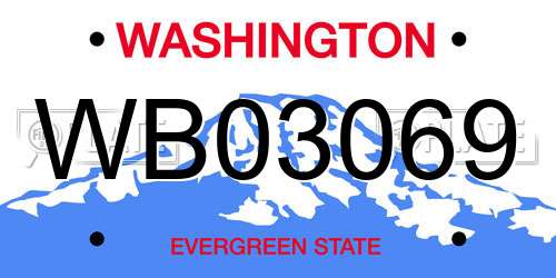 WB03069 Washington License Plate