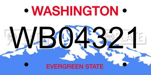 WB04321 Washington License Plate