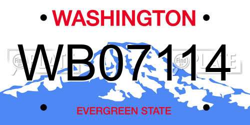 WB07114 Washington License Plate