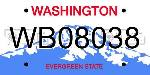 WB08038 Washington License Plate