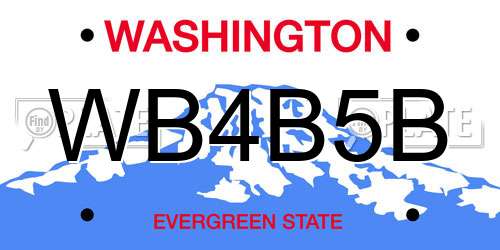 WB4B5B Washington License Plate