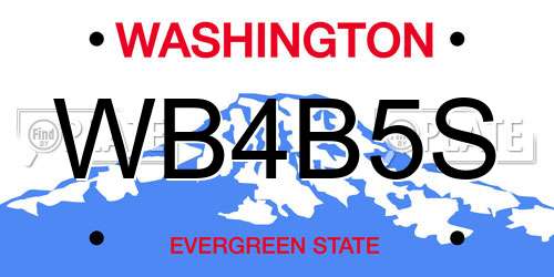 WB4B5S Washington License Plate