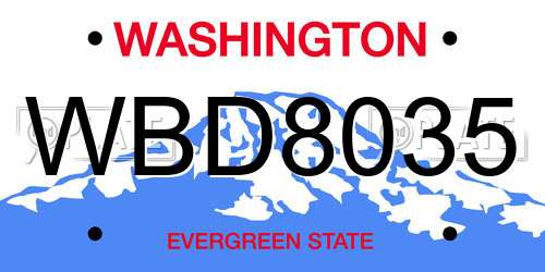 WBD8035 Washington License Plate