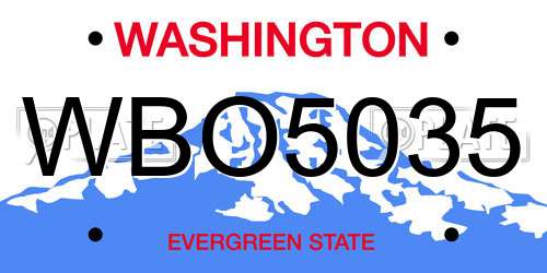 WBO5035 Washington License Plate