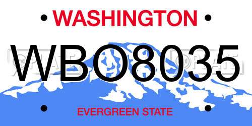 WBO8035 Washington License Plate