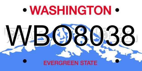 WBO8038 Washington License Plate