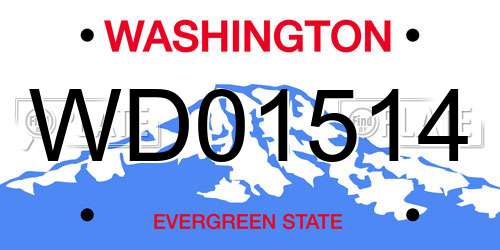 WD01514 Washington License Plate