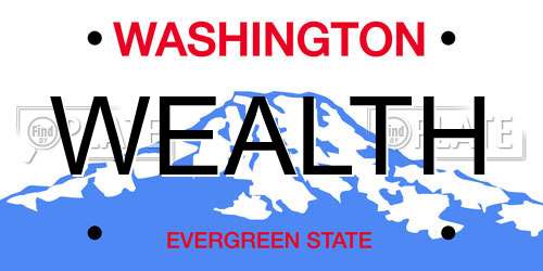 WEALTH Washington License Plate