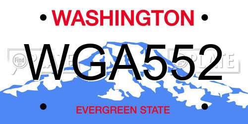 WGA552 Washington License Plate
