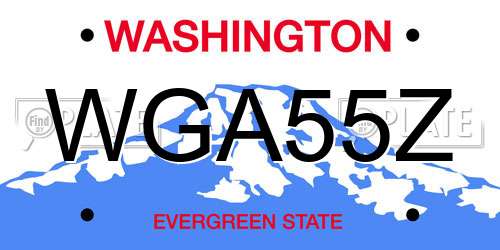 WGA55Z Washington License Plate