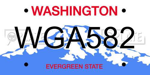 WGA582 Washington License Plate