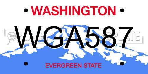 WGA587 Washington License Plate