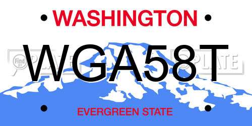 WGA58T Washington License Plate