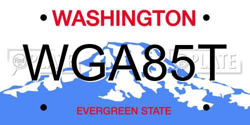 WGA85T Washington License Plate