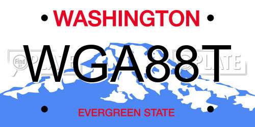 WGA88T Washington License Plate