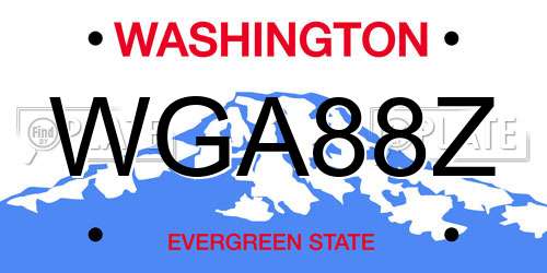 WGA88Z Washington License Plate
