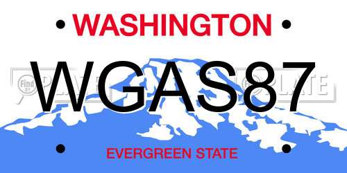 WGAS87 Washington License Plate