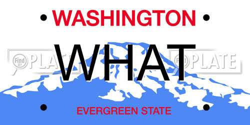 WHAT Washington License Plate