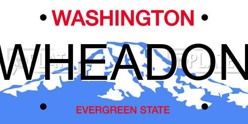 WHEADON Washington License Plate