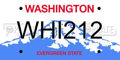 WHI212 Washington License Plate