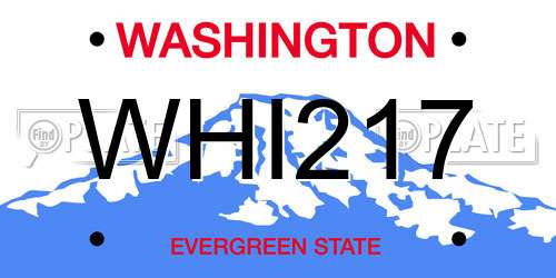 WHI217 Washington License Plate