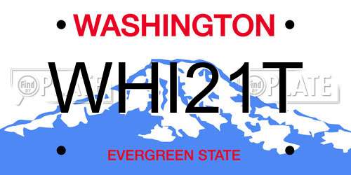 WHI21T Washington License Plate