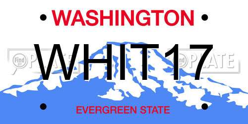WHIT17 Washington License Plate